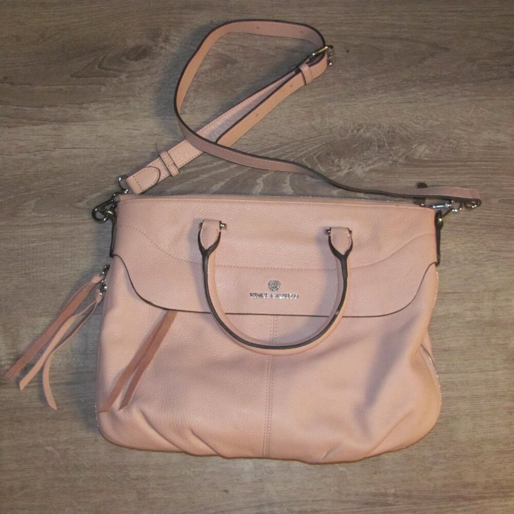 Vince Camuto Dean Cameo Rose Pale Pink Satchel Cross Body Strap Leather NEW